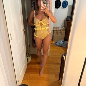 For Love And Lemons Yellow One Piece Swimsuit